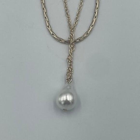 J. Crew Freshwater Pearl Layered Necklace New With Bag Gold Tone - Picture 5 of 5